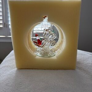 Glass Santa and Reindeer Ornament